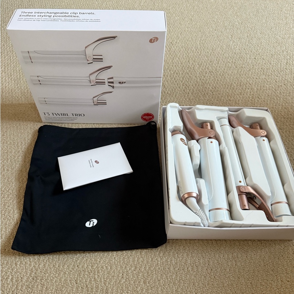 T3 Twirl Trio Curling Iron Set in White and Rose Gold